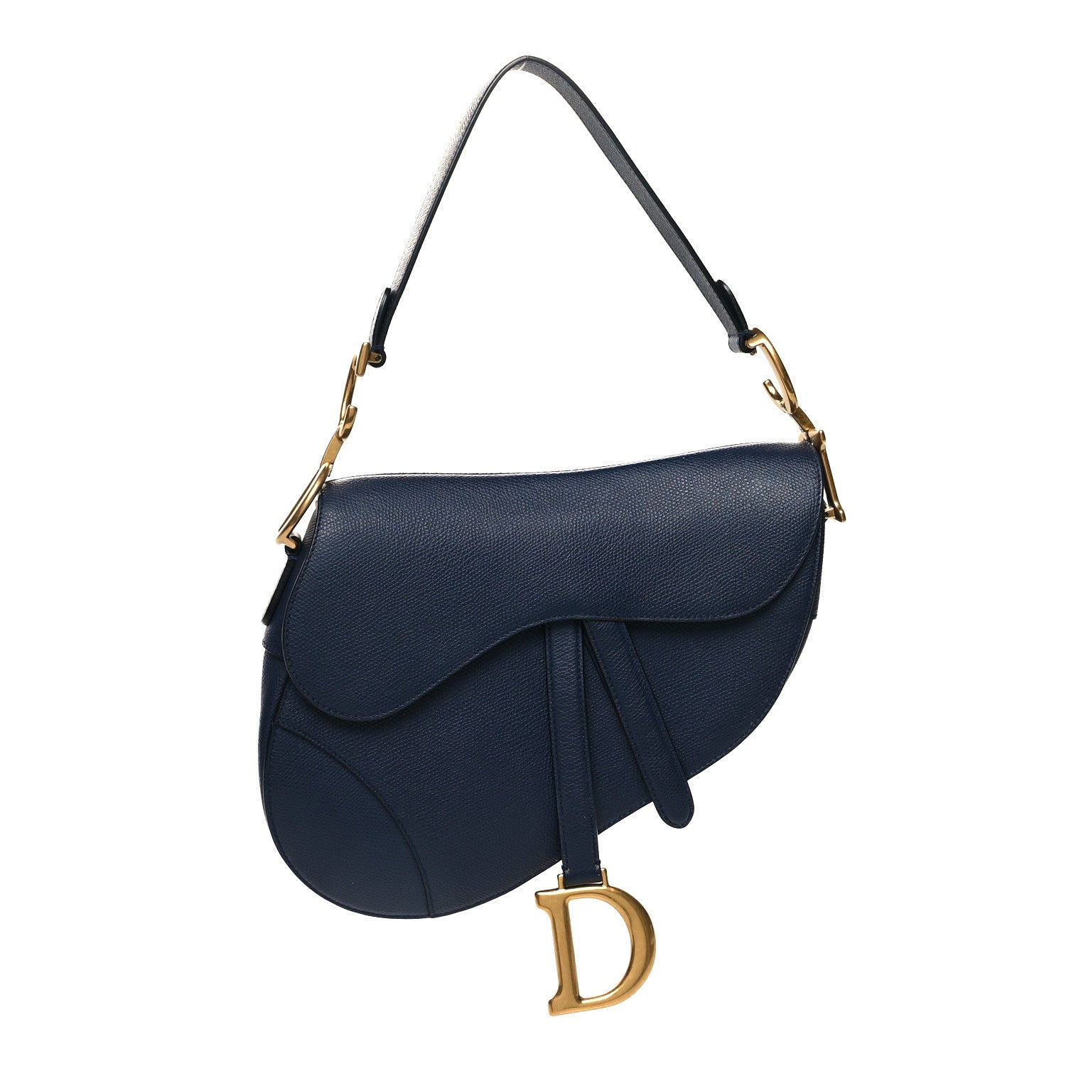 Christian Dior Grained Calfskin Saddle Bag Indigo Blue 1 of 10
