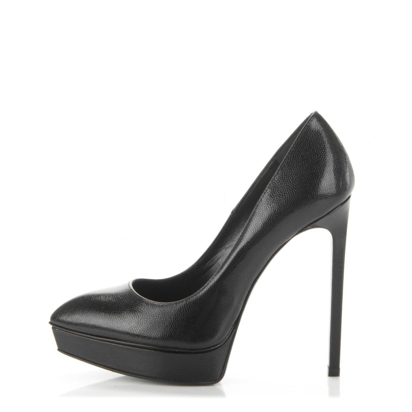 Pebbled Patent Calfskin Janis 105 Pumps 36.5 Black