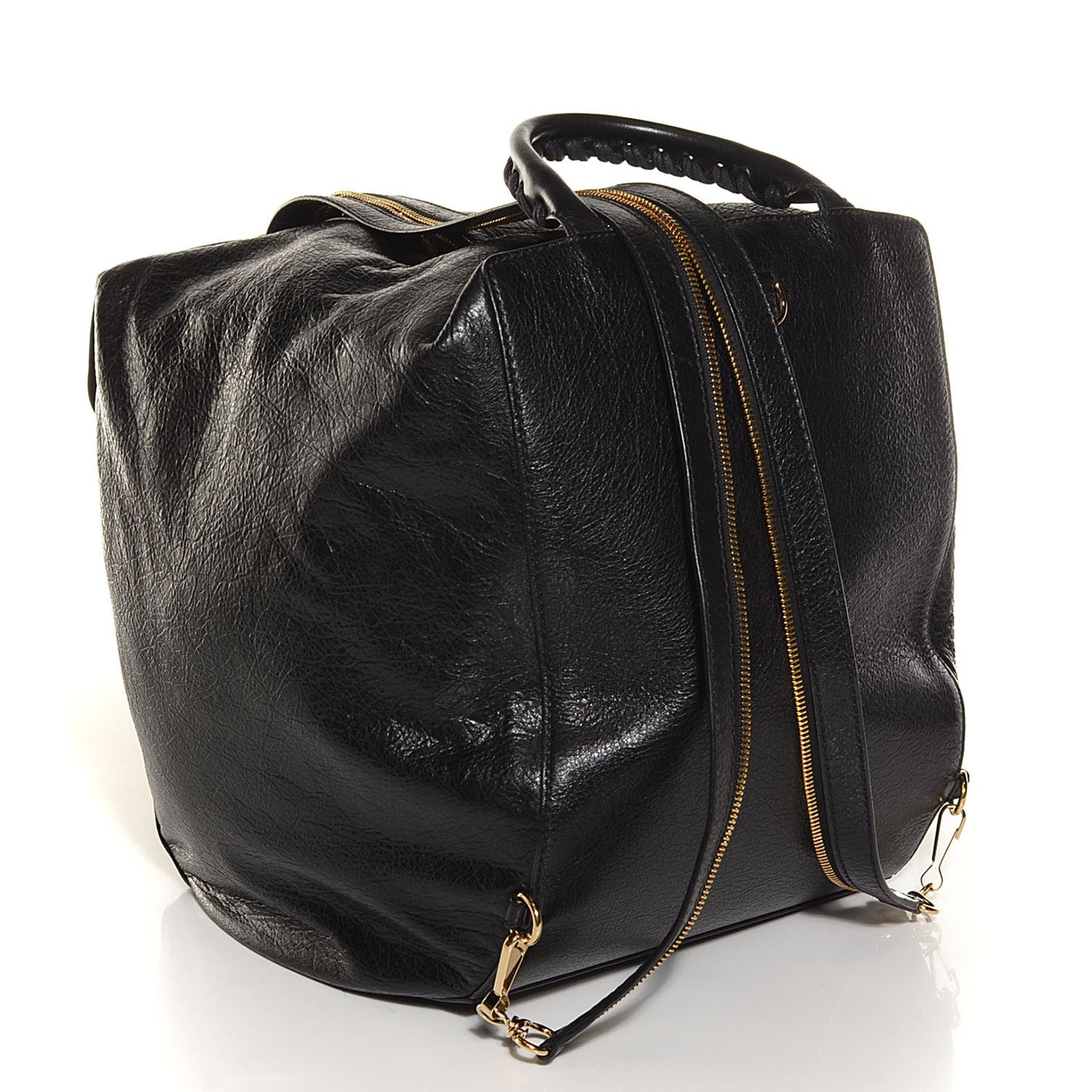 Agneau Giant 12 Gold Hardware Zip Traveler Backpack Black