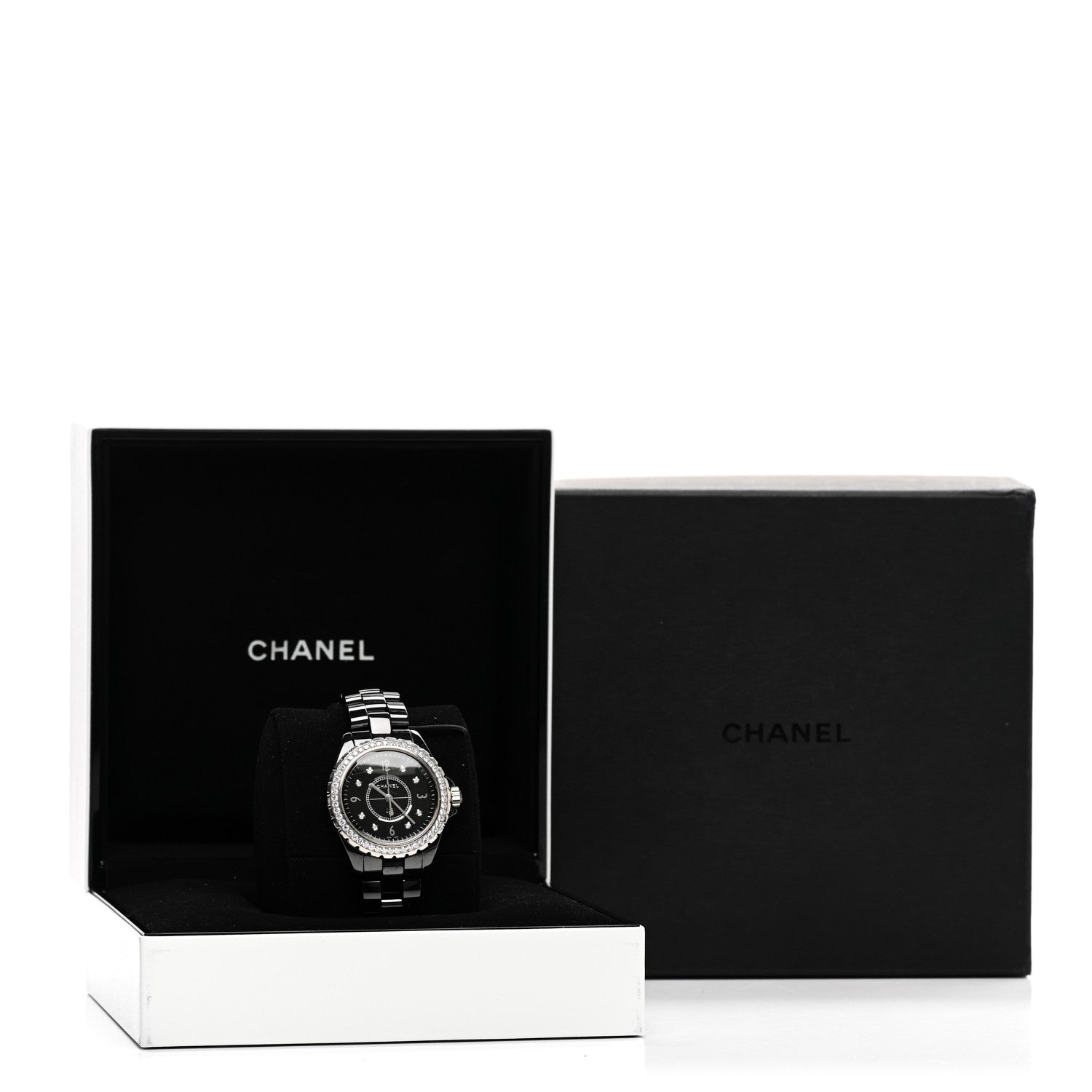 Chanel Stainless Steel Ceramic Diamond Bezel 33mm J12 Quartz Watch Black 5 of 5