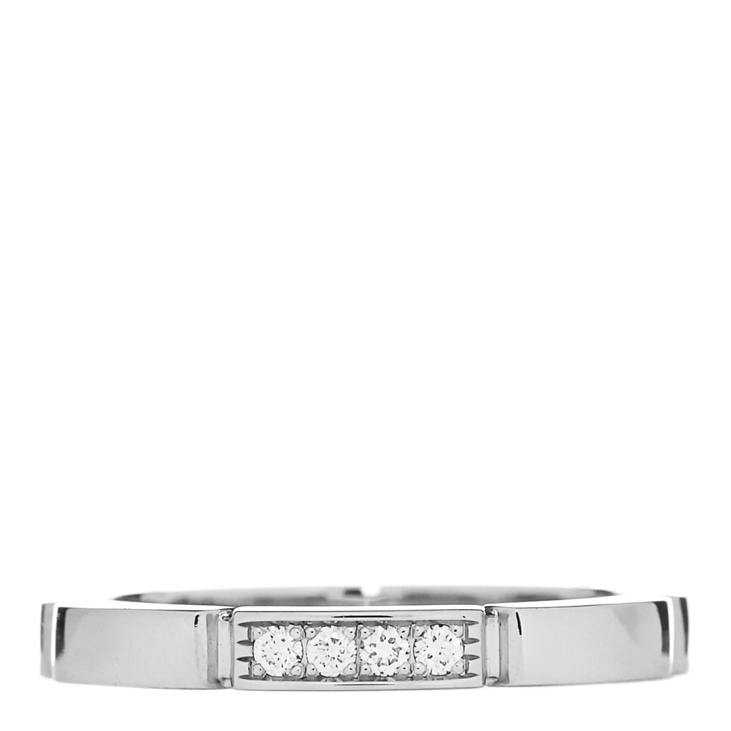 18K White Gold Diamond Maillon Panthere Wedding Band Ring 50 5.25