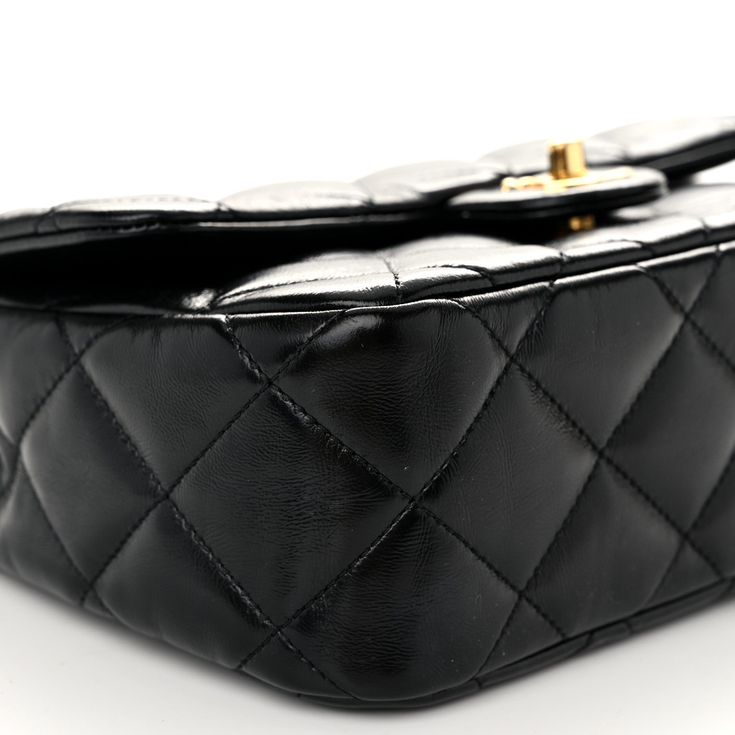 Chanel Shiny Lambskin Quilted Twisted Links Top Handle Flap Black 9 of 10