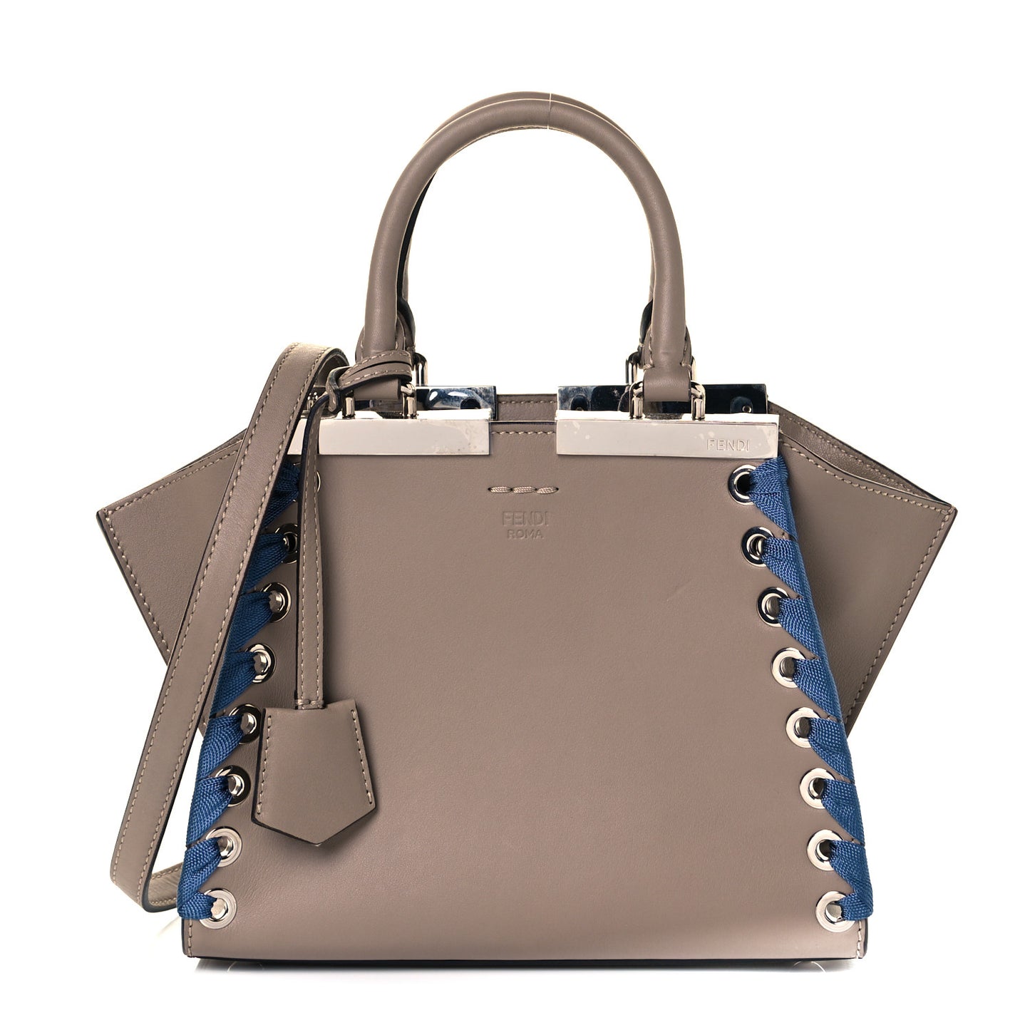 Vitello Dolce Ribbon Lace Up Mini 3Jours Tote Tortora Ceruleo