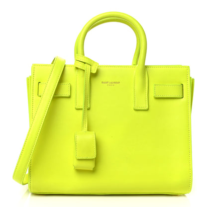 Saint Laurent Calfskin Nano Sac De Jour Neon Yellow 1 of 9