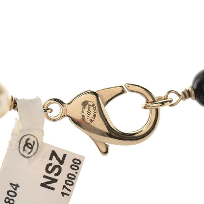 Chanel Pearl Beaded Enamel CC Coco Long Necklace Blanc Nacre Black Beige Gold 5 of 6