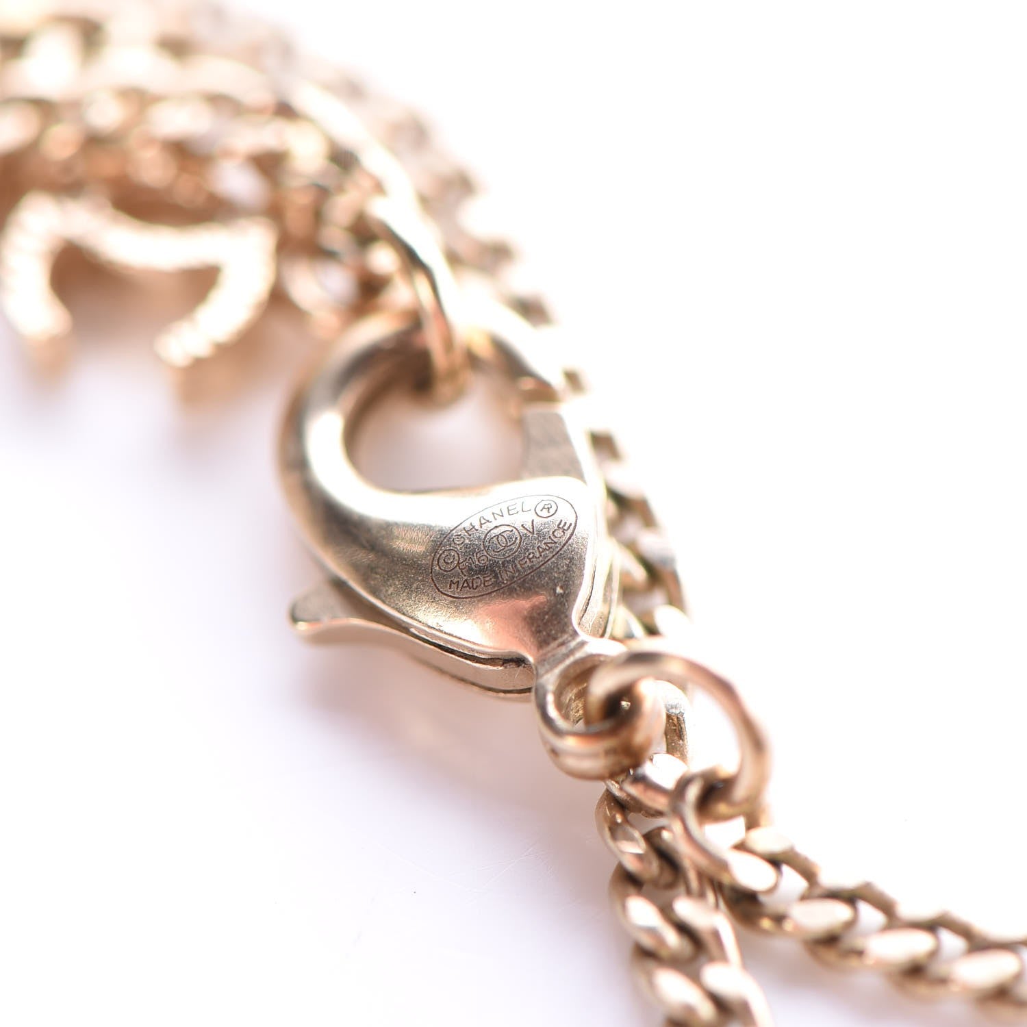 Chanel Baguette Crystal CC Necklace Light Gold 5 of 7