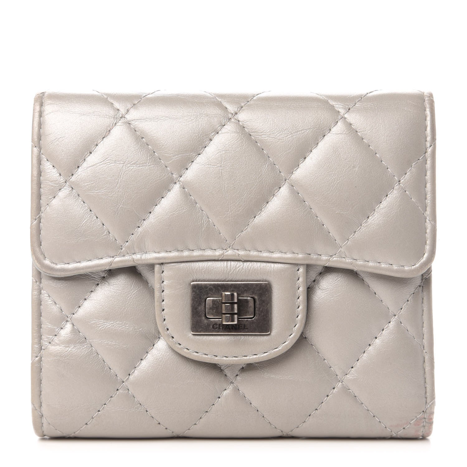 Chanel Aged Calfskin Quilted Reissue Compact Wallet Grey 1 of 11