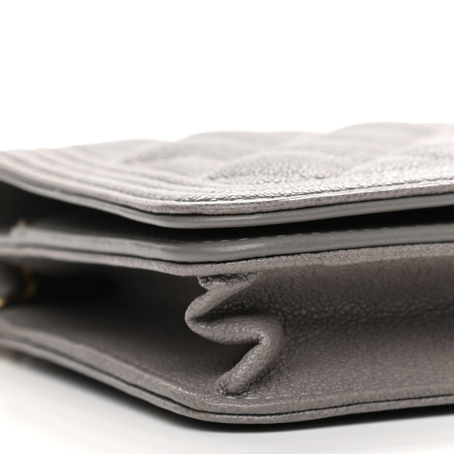 Caviar Quilted Boy Wallet On Chain WOC Grey