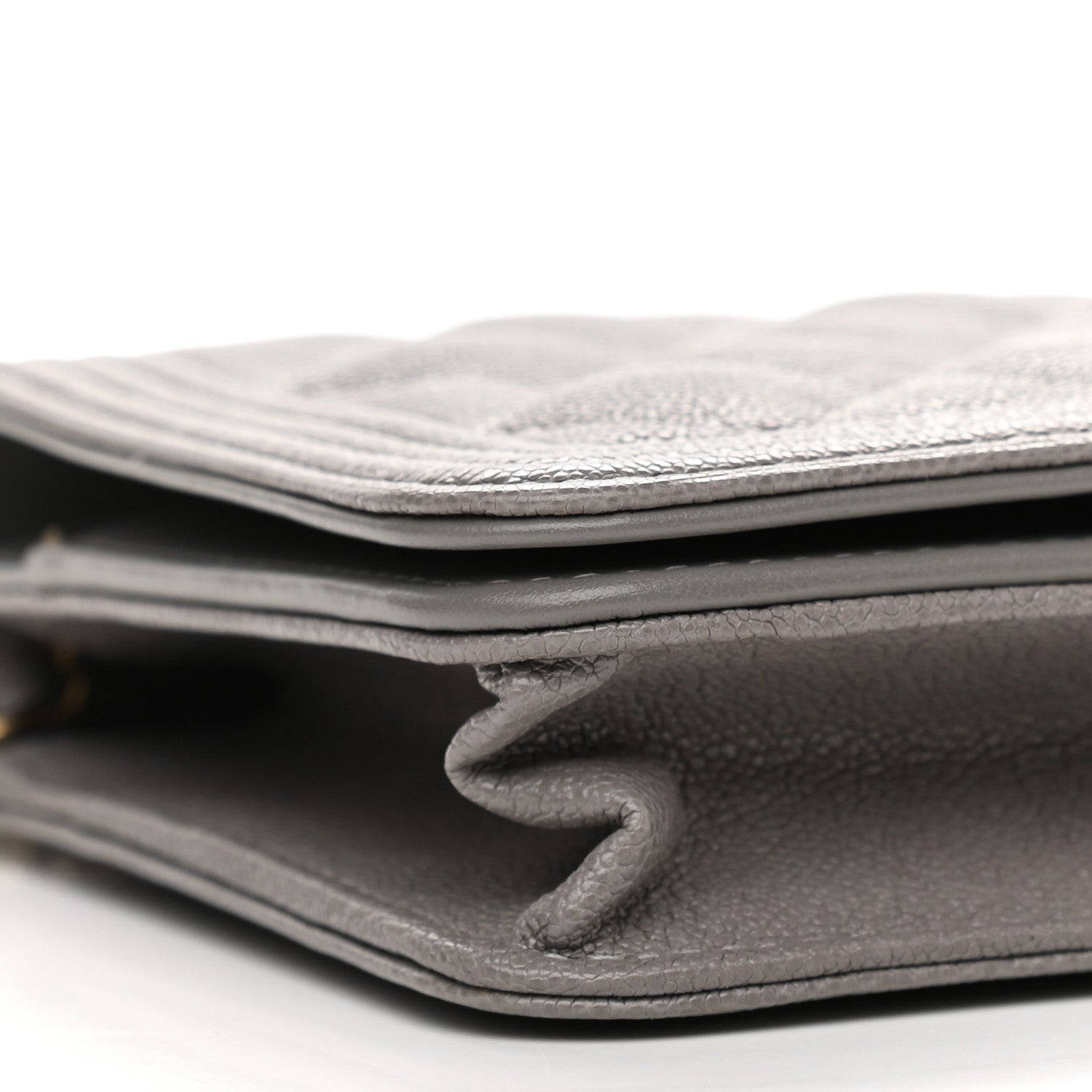 Chanel Caviar Quilted Boy Wallet On Chain WOC Grey 9 of 11