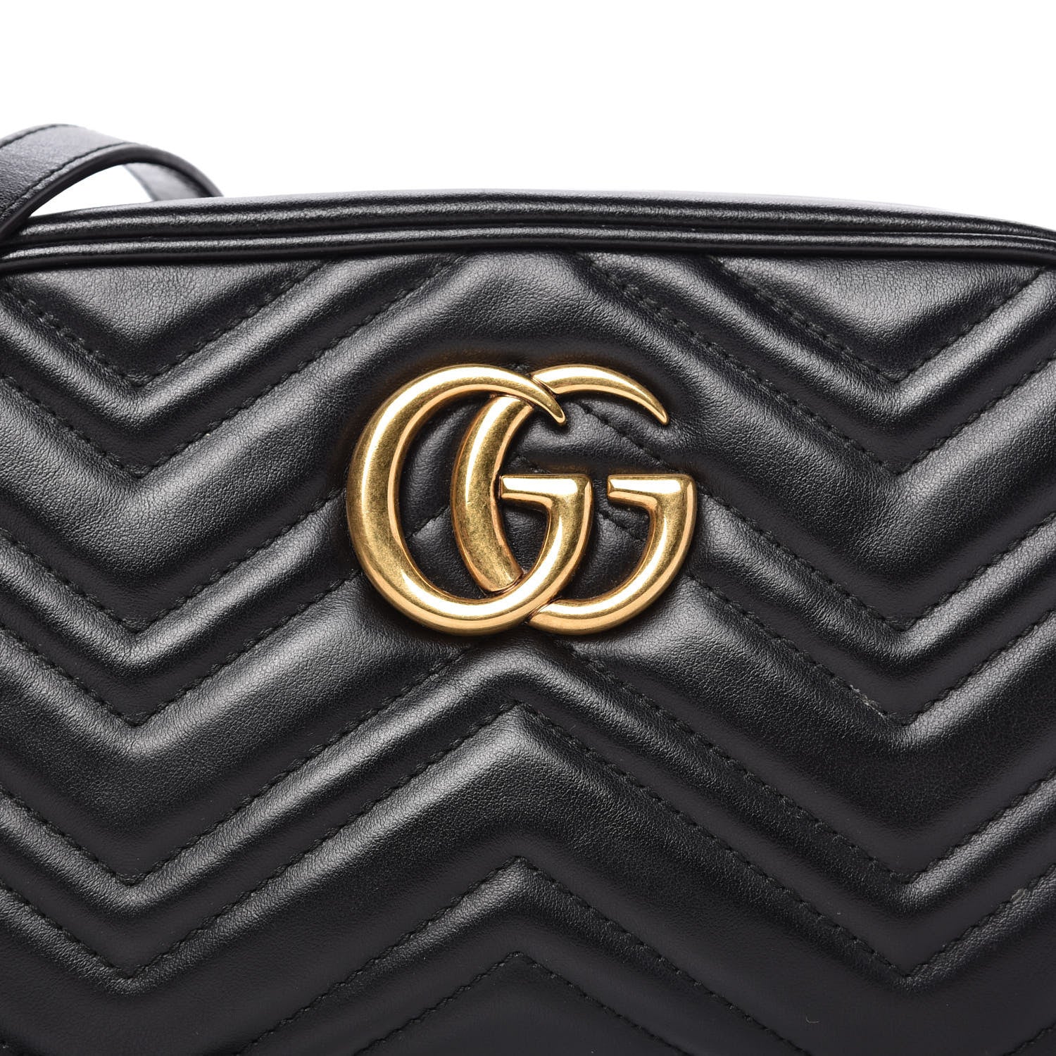 Gucci Calfskin Matelasse Small GG Marmont Chain Shoulder Bag Black 10 of 11