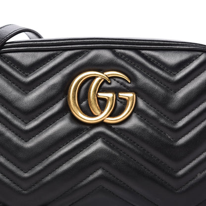 Gucci Calfskin Matelasse Small GG Marmont Chain Shoulder Bag Black 10 of 11
