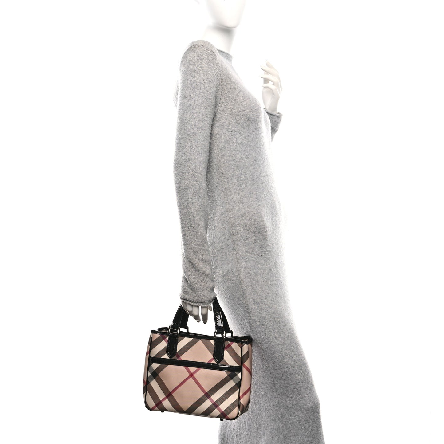 Supernova Check Patent Small Emmy Tote Black