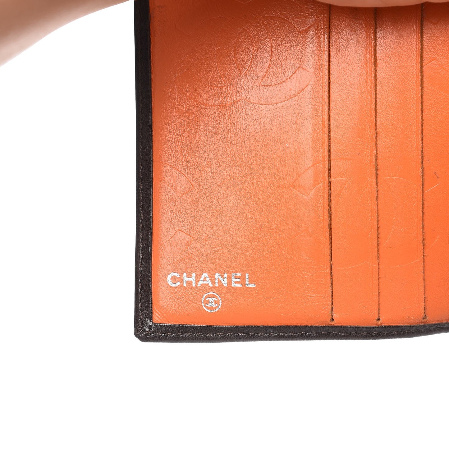 Calfskin Quilted Cambon Bi-fold Wallet Brown