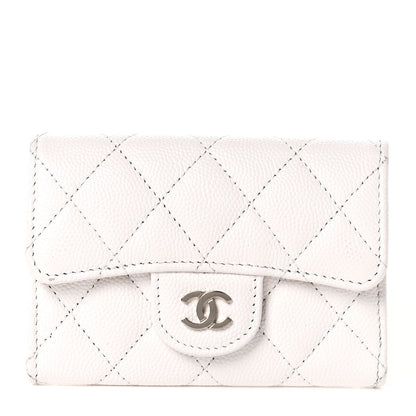 Chanel Caviar Quilted Flap Card Holder Wallet White 1 of 10