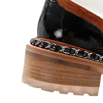Chanel Patent Suede Lace Up Chain Boots 35.5 White Black 14 of 14