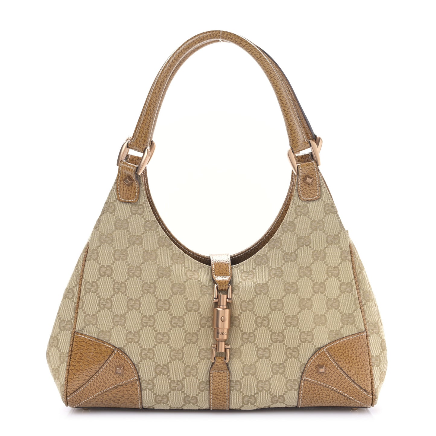 Monogram Calfskin Large Bardot Shoulder Bag Brown