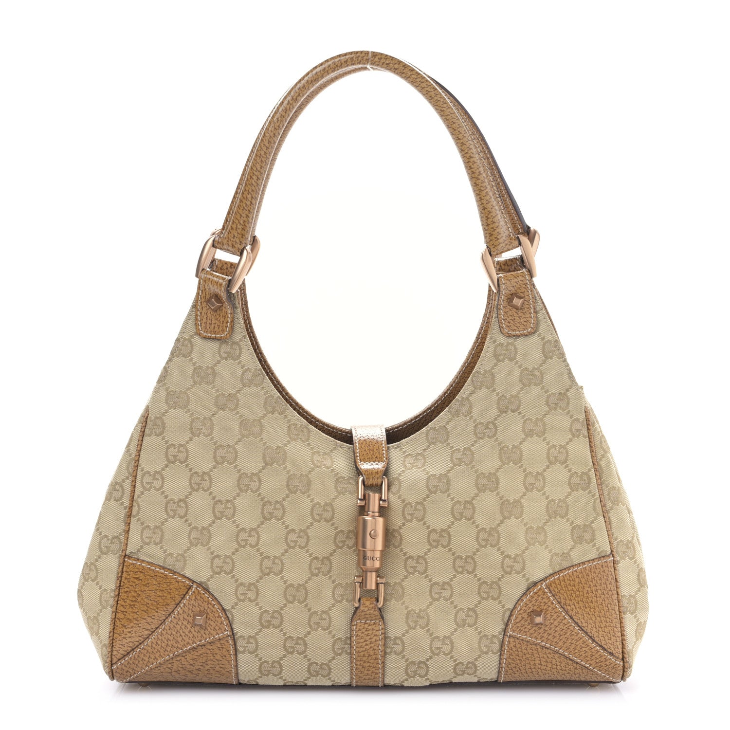 Gucci Monogram Calfskin Large Bardot Shoulder Bag Brown 1 of 9