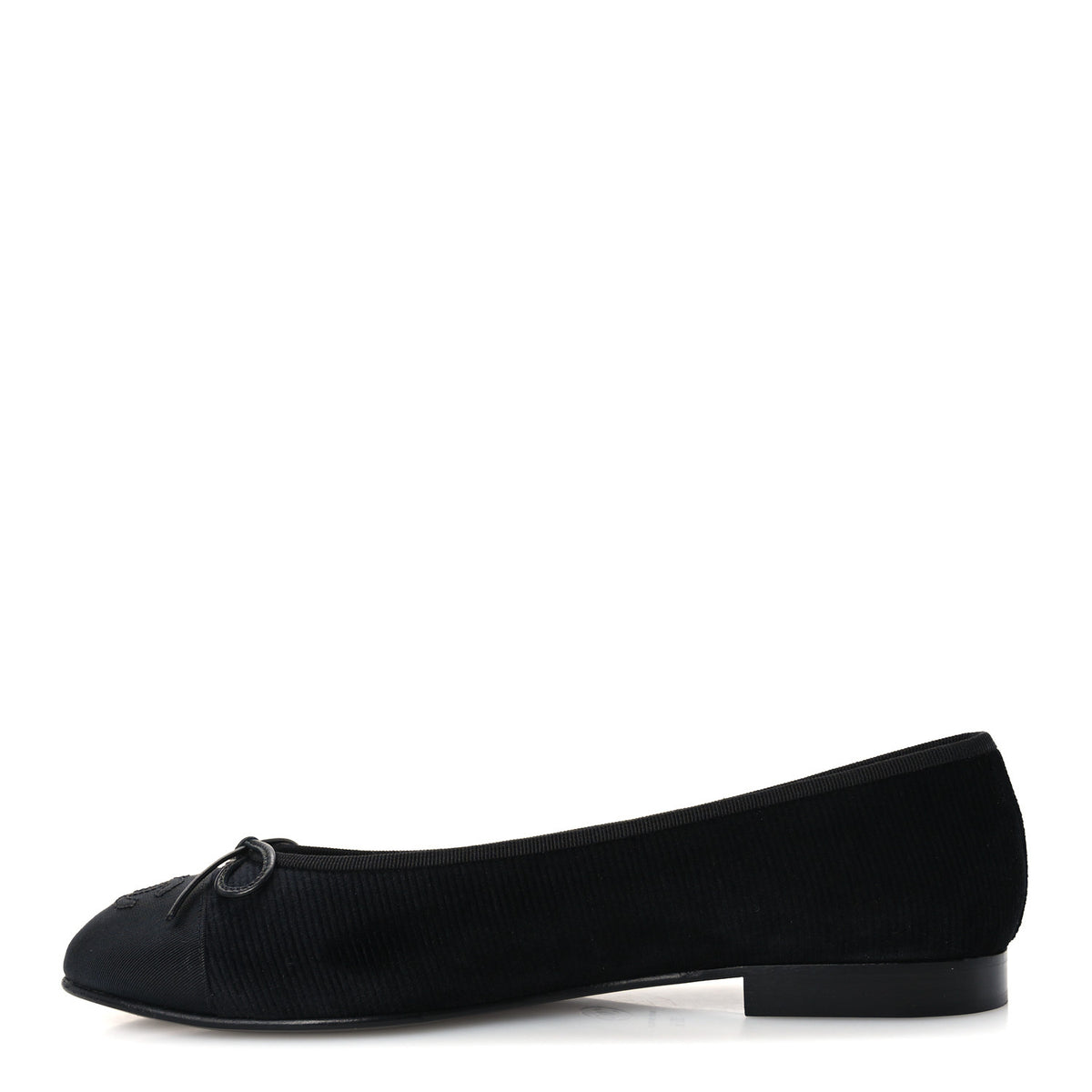 Chanel Corduroy Grosgrain CC Cap Toe Ballerina Flats 39.5 Black 1 of 10