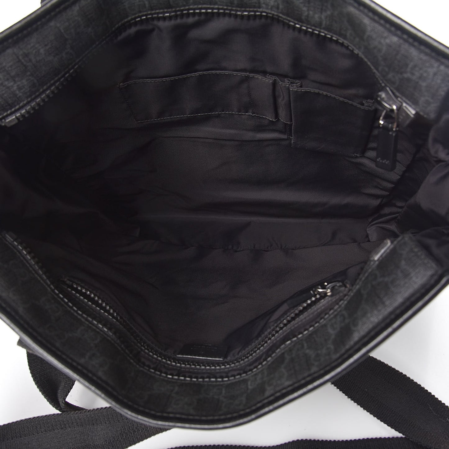 GG Supreme Monogram Web Handle Vertical Tote Black Grey