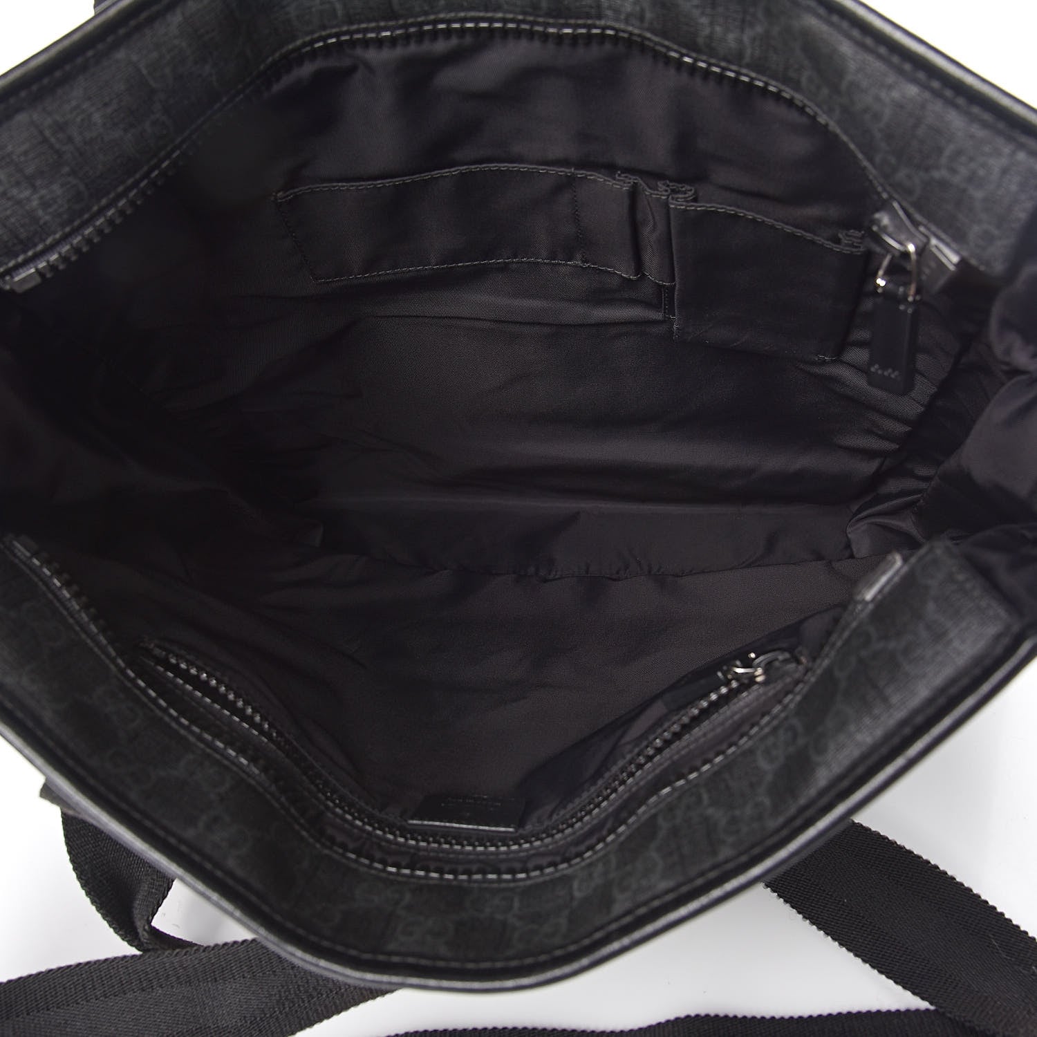 Gucci GG Supreme Monogram Web Handle Vertical Tote Black Grey 5 of 12