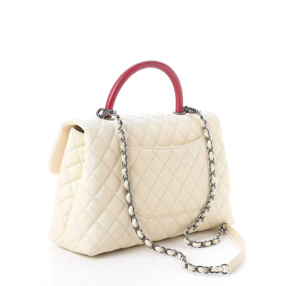 Chanel Caviar Lizard Quilted Medium Coco Handle Flap White 3 of 7