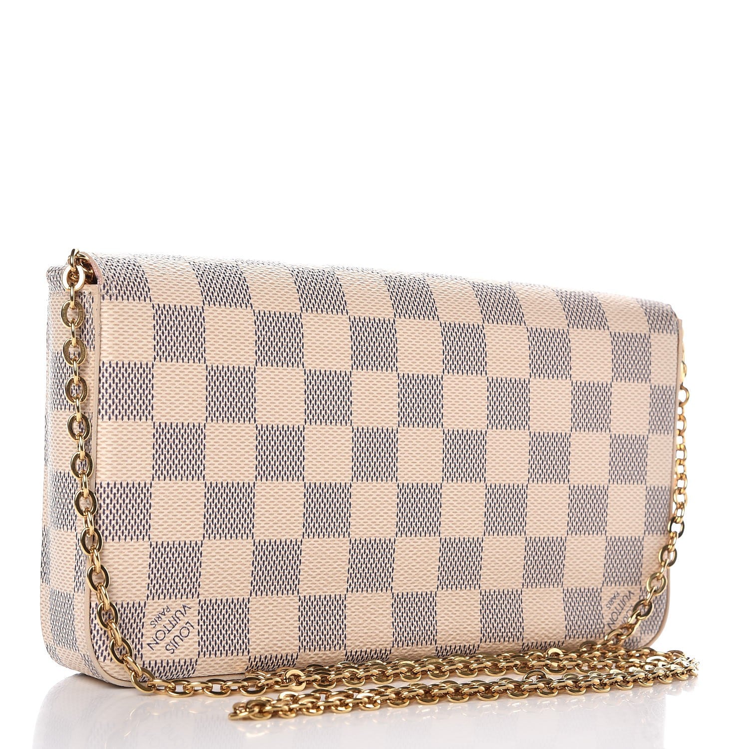 Louis Vuitton Damier Azur Pochette Felicie Chain Wallet Rose Ballerine 3 of 7