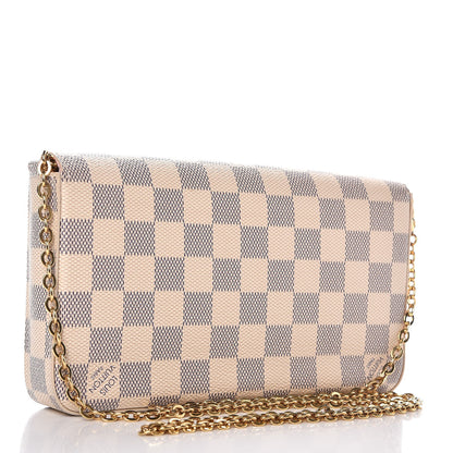 Louis Vuitton Damier Azur Pochette Felicie Chain Wallet Rose Ballerine 3 of 7