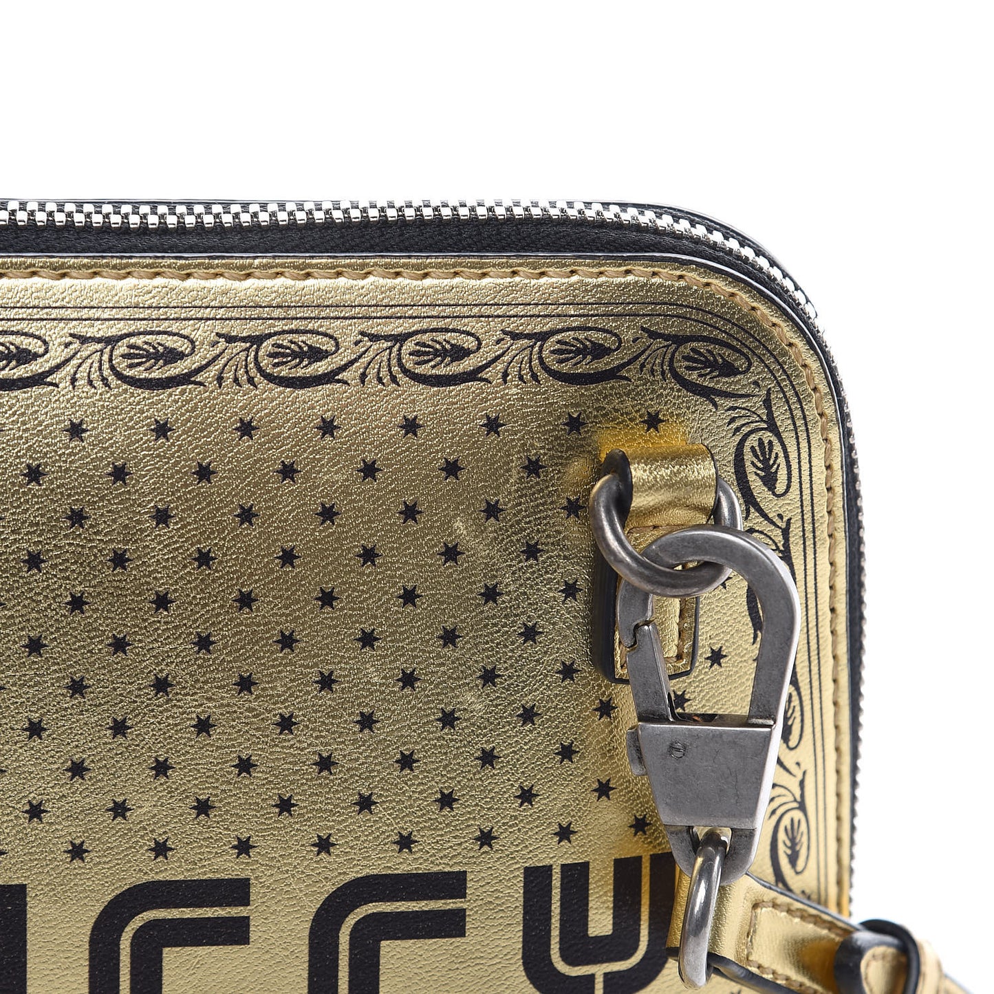 X SEGA Calfskin GUCCY Stars Mini Dome Shoulder Bag Gold