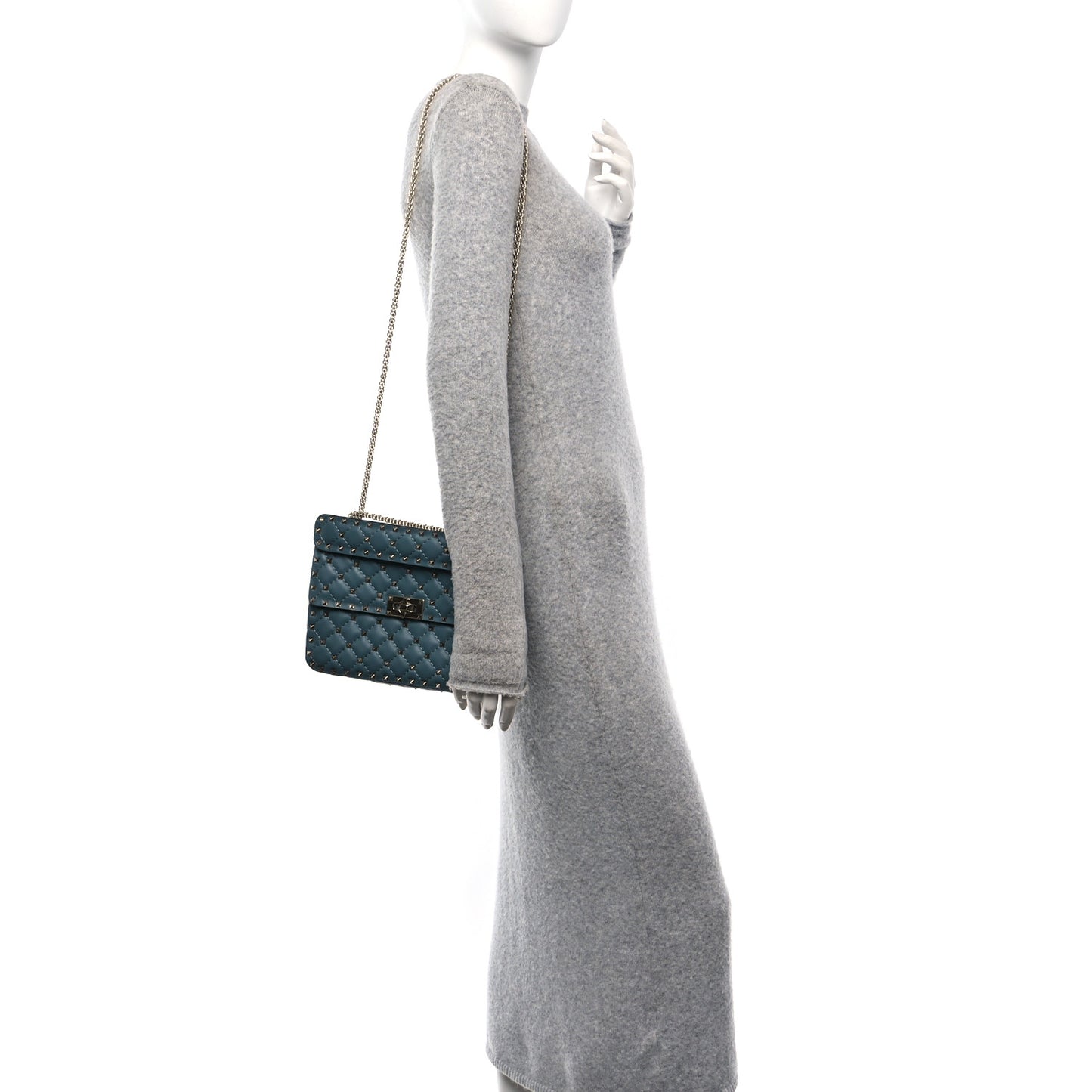 Nappa Medium Rockstud Spike Shoulder Bag Nube
