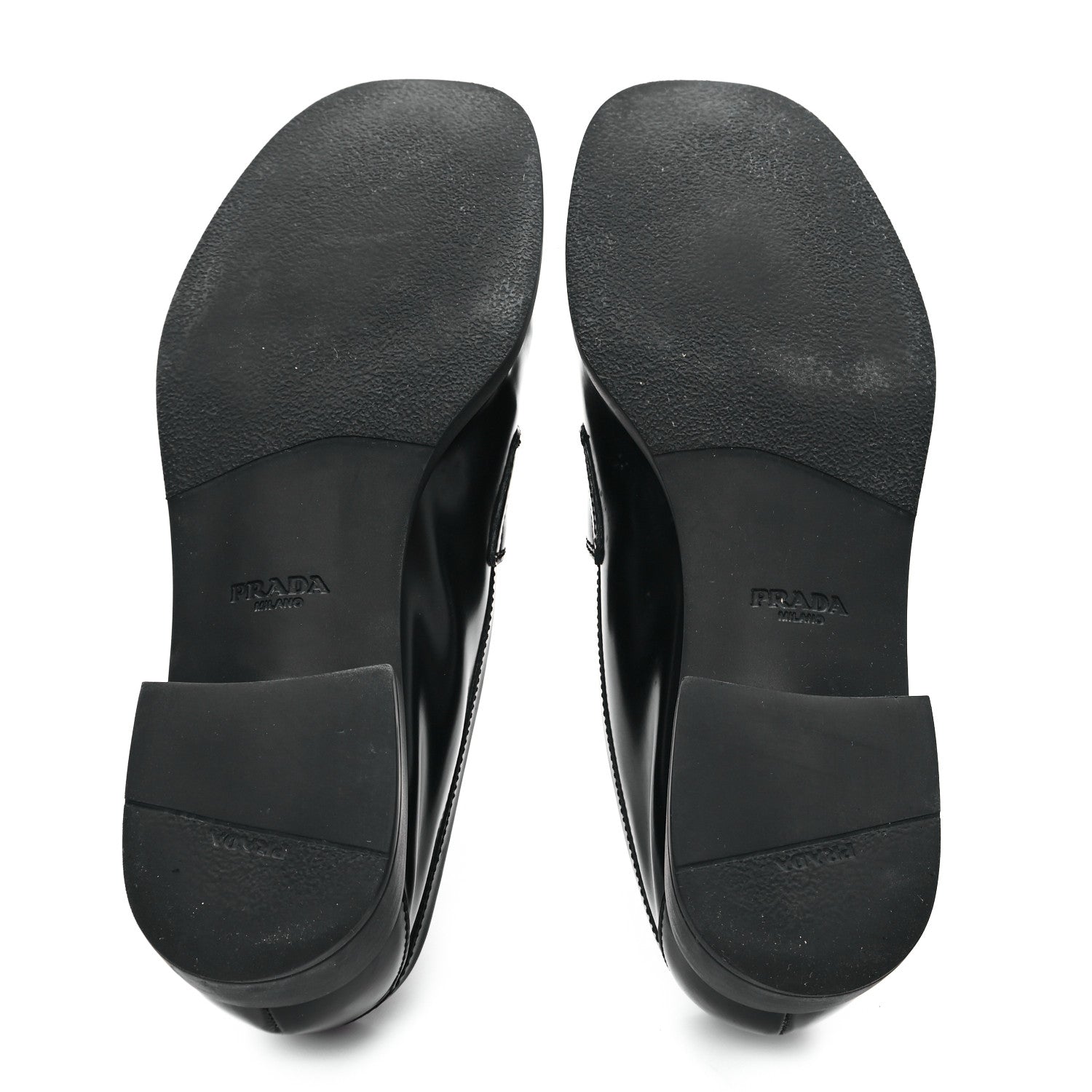 Prada Spazzolato Metal Triangle Logo 20mm Loafers 39.5 Black 6 of 11