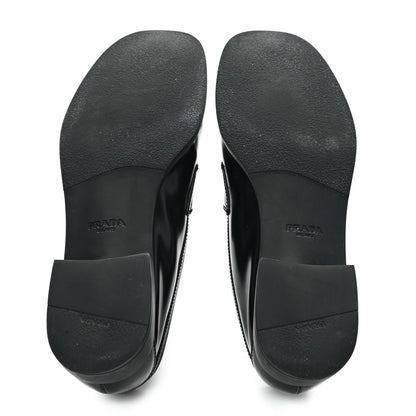 Prada Spazzolato Metal Triangle Logo 20mm Loafers 39.5 Black 6 of 11