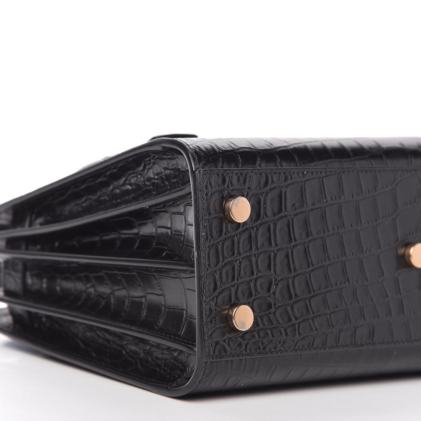 Calfskin Crocodile Embossed Baby Sac De Jour Black