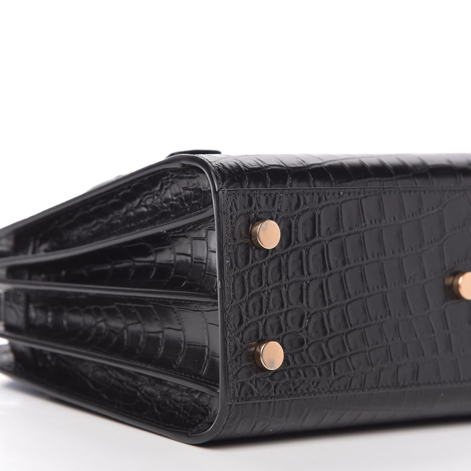 Saint Laurent Calfskin Crocodile Embossed Baby Sac De Jour Black 6 of 9