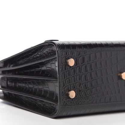 Saint Laurent Calfskin Crocodile Embossed Baby Sac De Jour Black 6 of 9