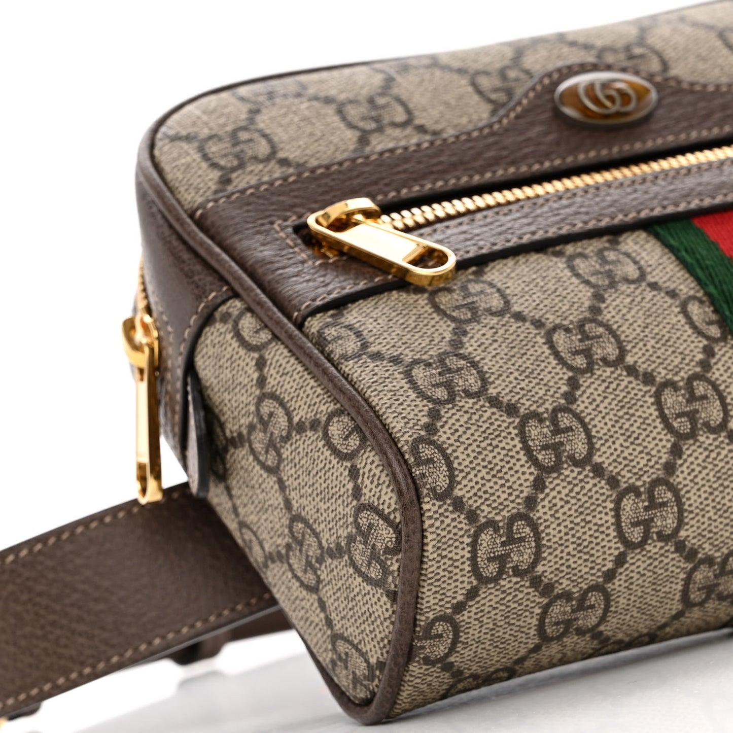 GG Supreme Monogram Web Small Ophidia Belt Bag 75 30 Dark Brown