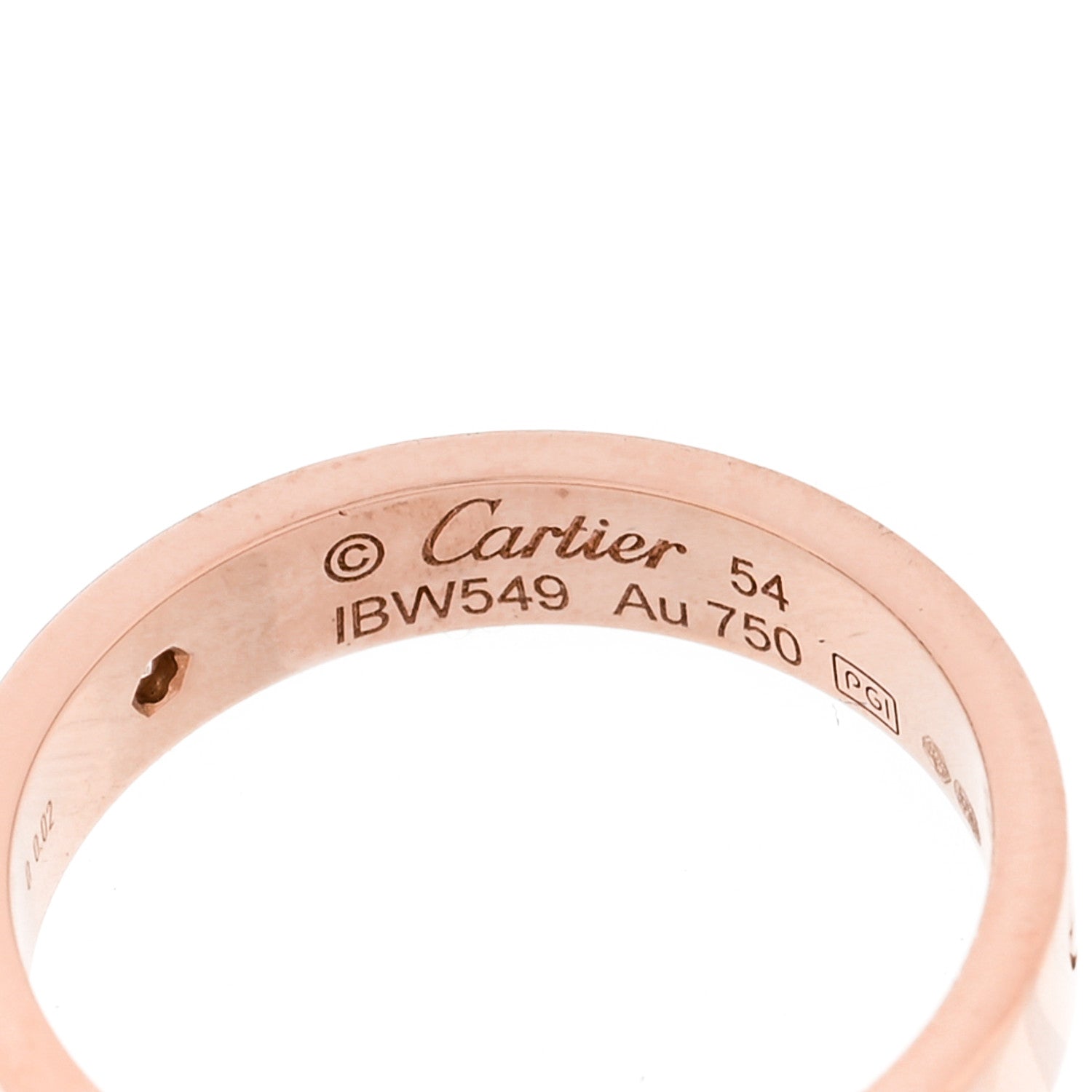 Cartier 18K Pink Gold Diamond 4mm LOVE Wedding Band Ring 54 6.75 4 of 6