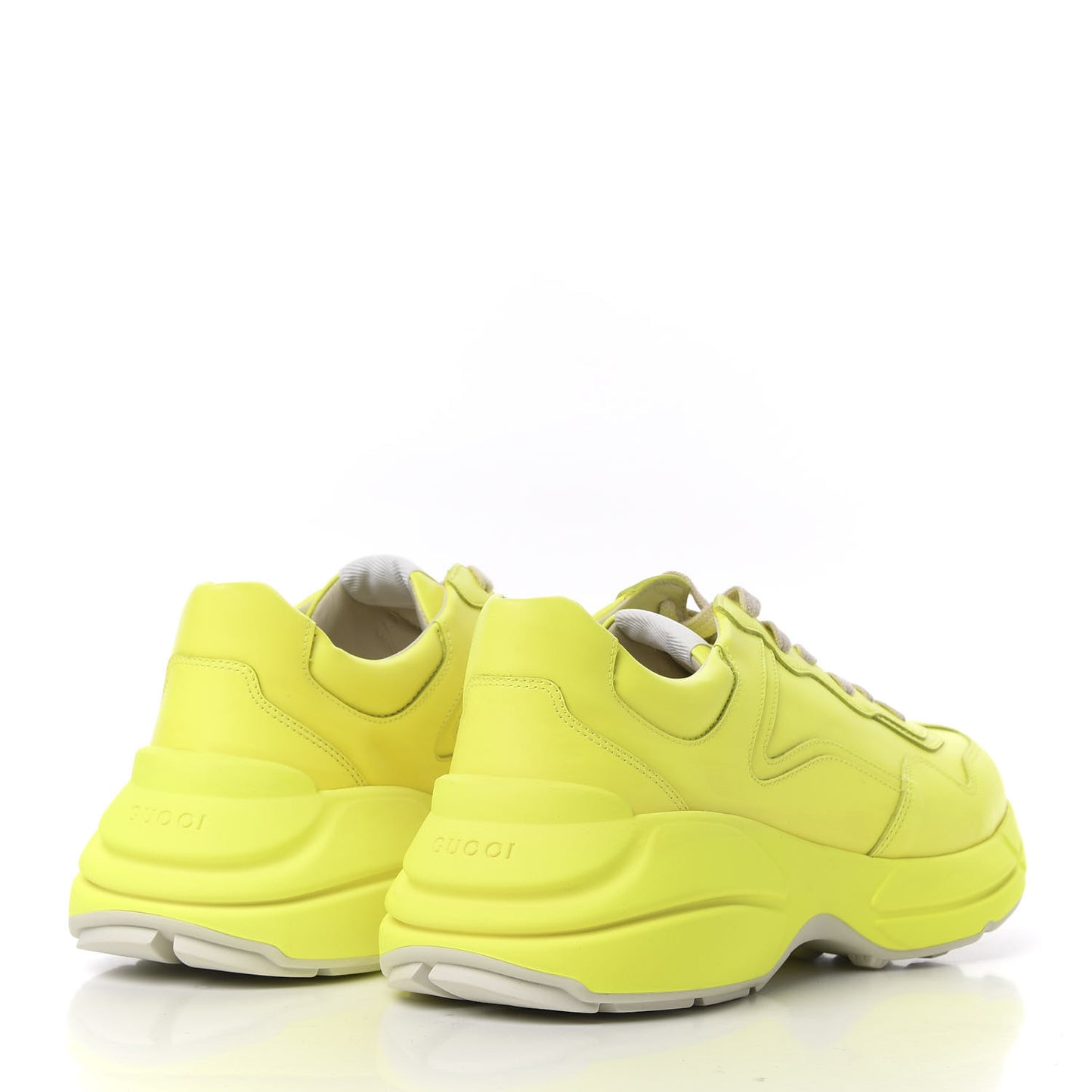 Calfskin Mens Rhyton Sneakers 10.5 Yellow Fluo