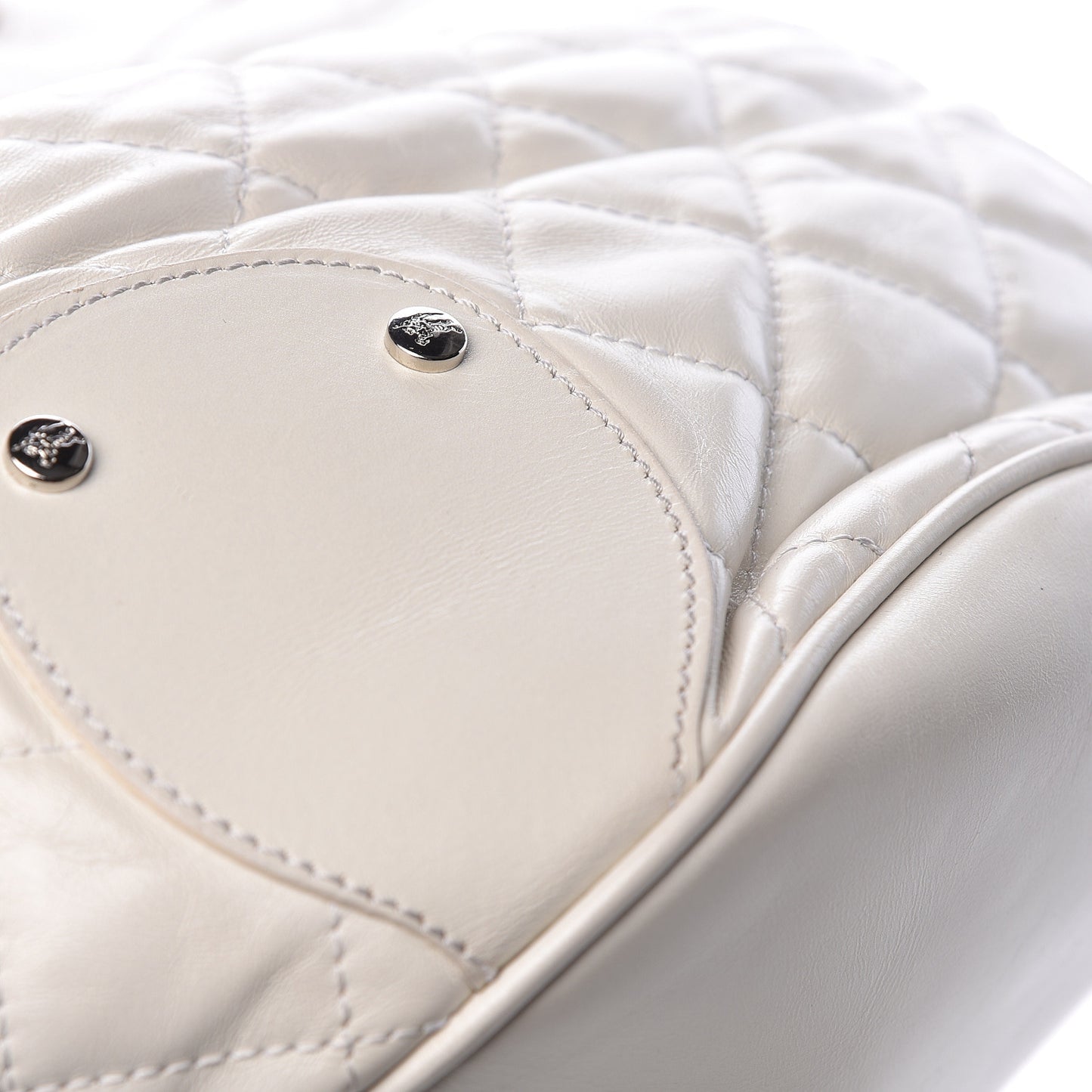 Calfskin Quilted Bucket Shoulder Bag White