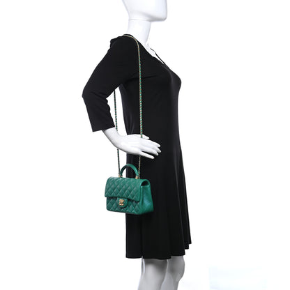 Chanel Iridescent Lambskin Quilted Mini Top Handle Rectangular Flap Green 2 of 10
