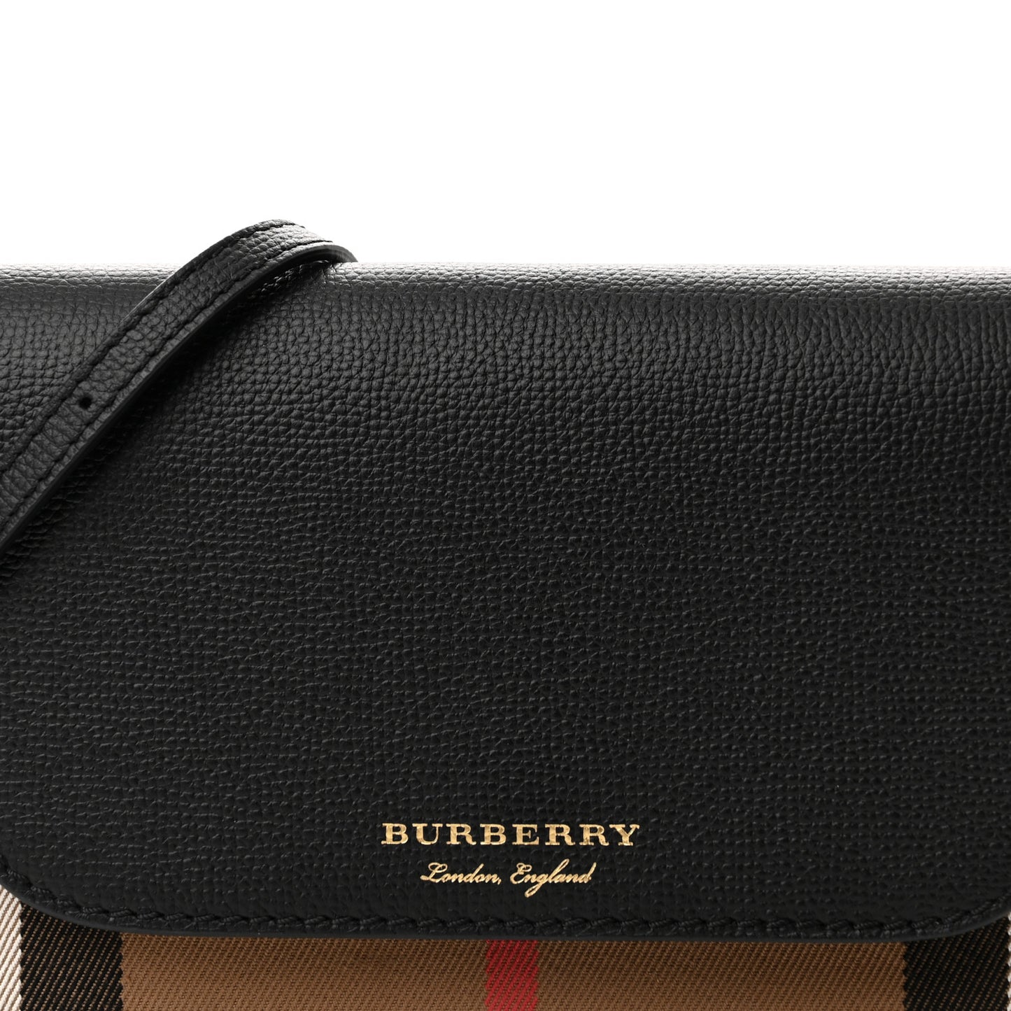 Grained Calfskin House Check Tartan Mix Hampshire Wallet On Chain Black