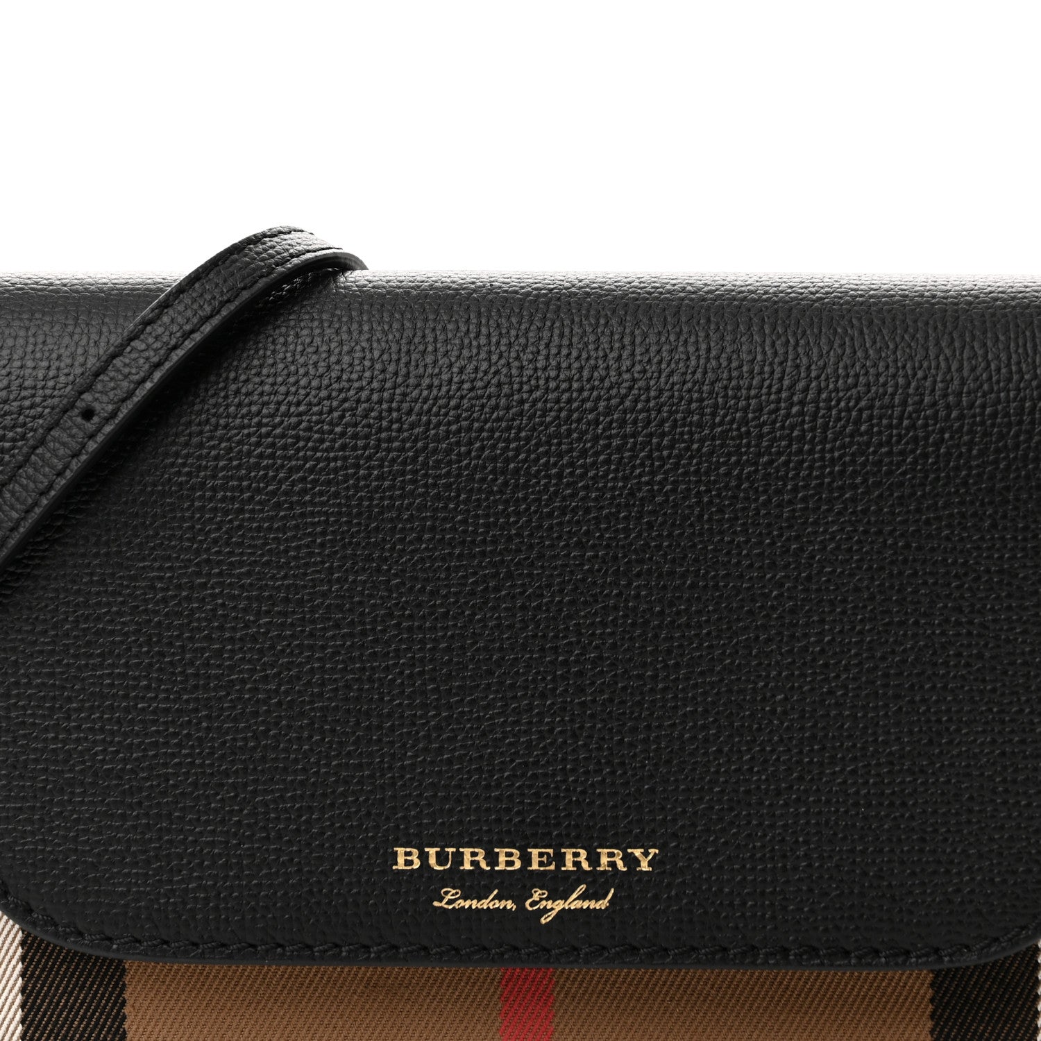 Burberry Grained Calfskin House Check Tartan Mix Hampshire Wallet On Chain Black 8 of 11