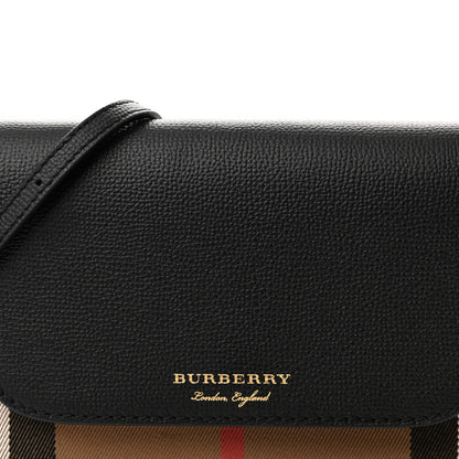 Burberry Grained Calfskin House Check Tartan Mix Hampshire Wallet On Chain Black 8 of 11