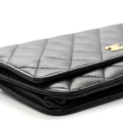 Chanel Lambskin Quilted Wallet On Chain WOC Black 10 of 13