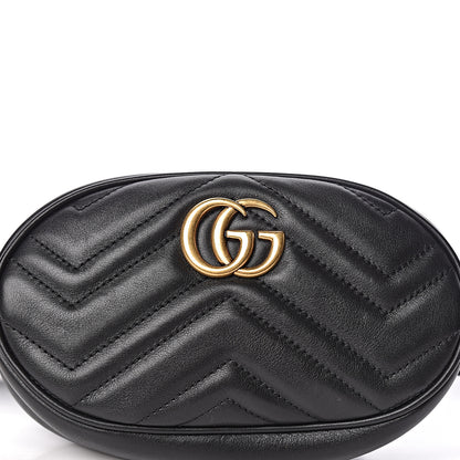 Gucci Calfskin Matelasse GG Marmont Belt Bag 85 34 Black 8 of 10