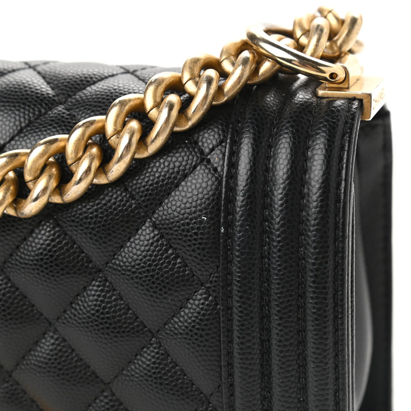 Caviar Quilted Small Boy Flap Black