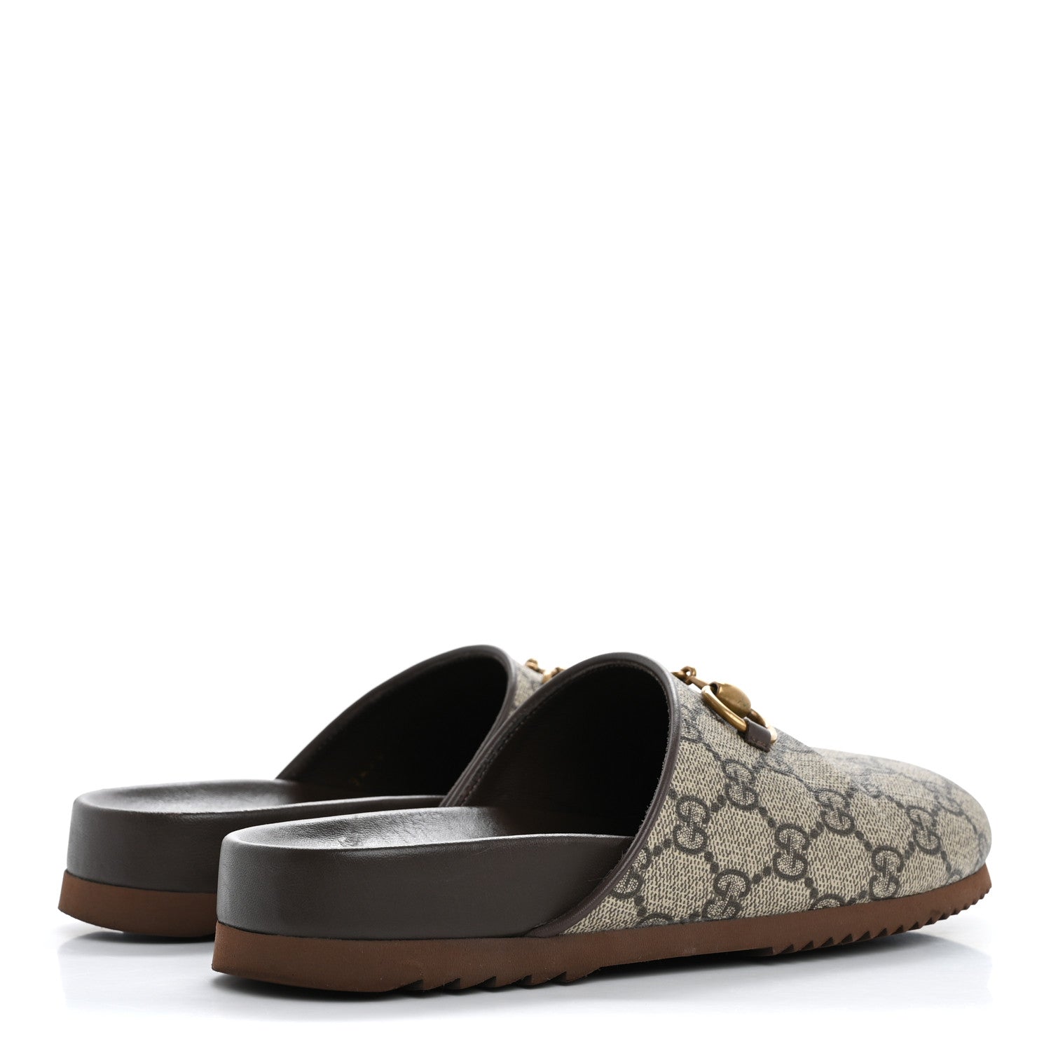 Gucci GG Supreme Monogram Miro Soft Calfskin Womens Horsebit Slippers 36 Beige Ebony New Acero 5 of 12