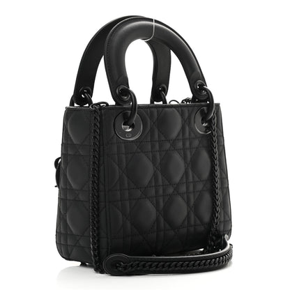 Christian Dior Ultra Matte Calfskin Cannage Mini Lady Dior Black 2 of 9