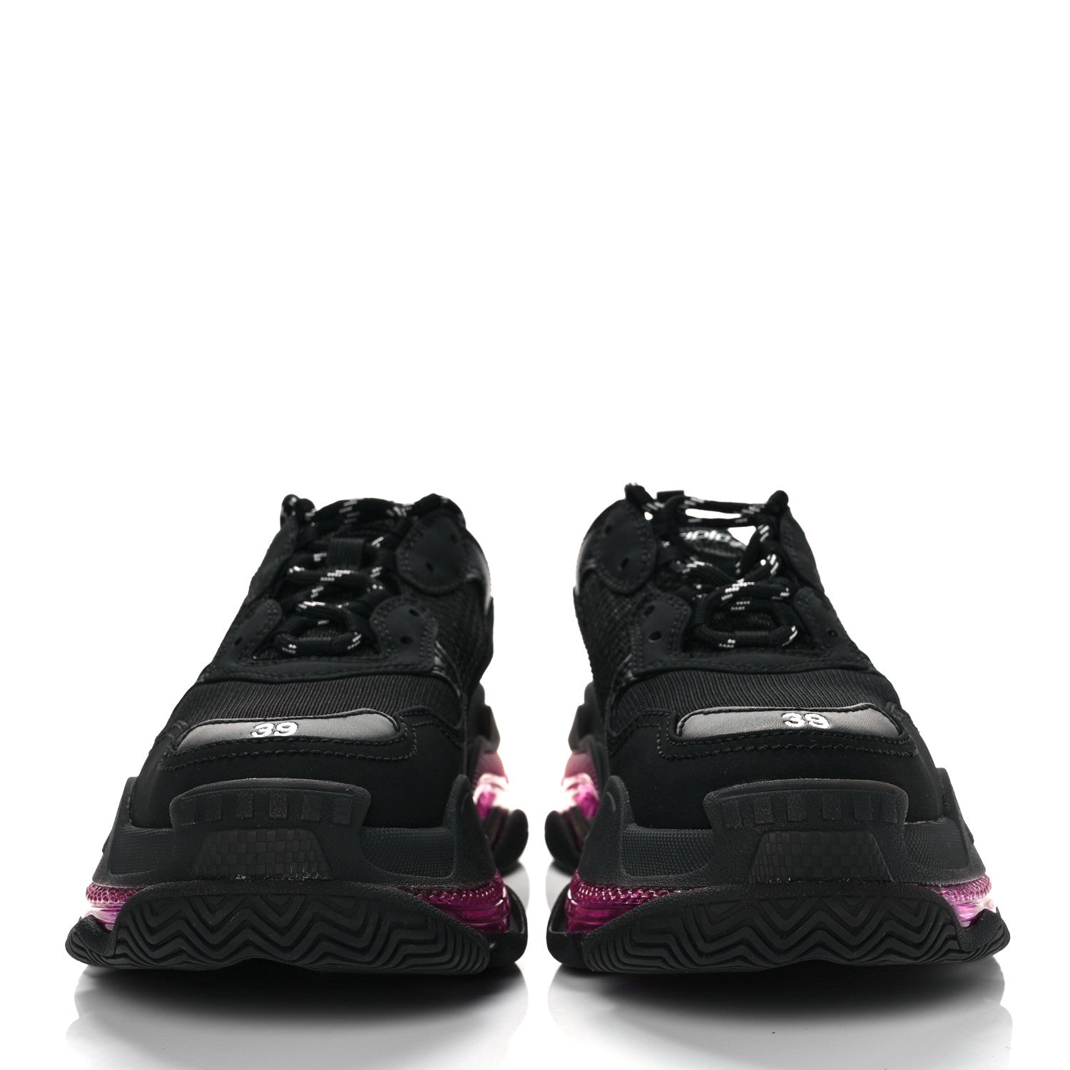 Balenciaga Fabric Mesh Clear Sole Womens Triple S Sneakers 39 Black Pink Neon 2 of 7