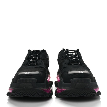 Balenciaga Fabric Mesh Clear Sole Womens Triple S Sneakers 39 Black Pink Neon 2 of 7