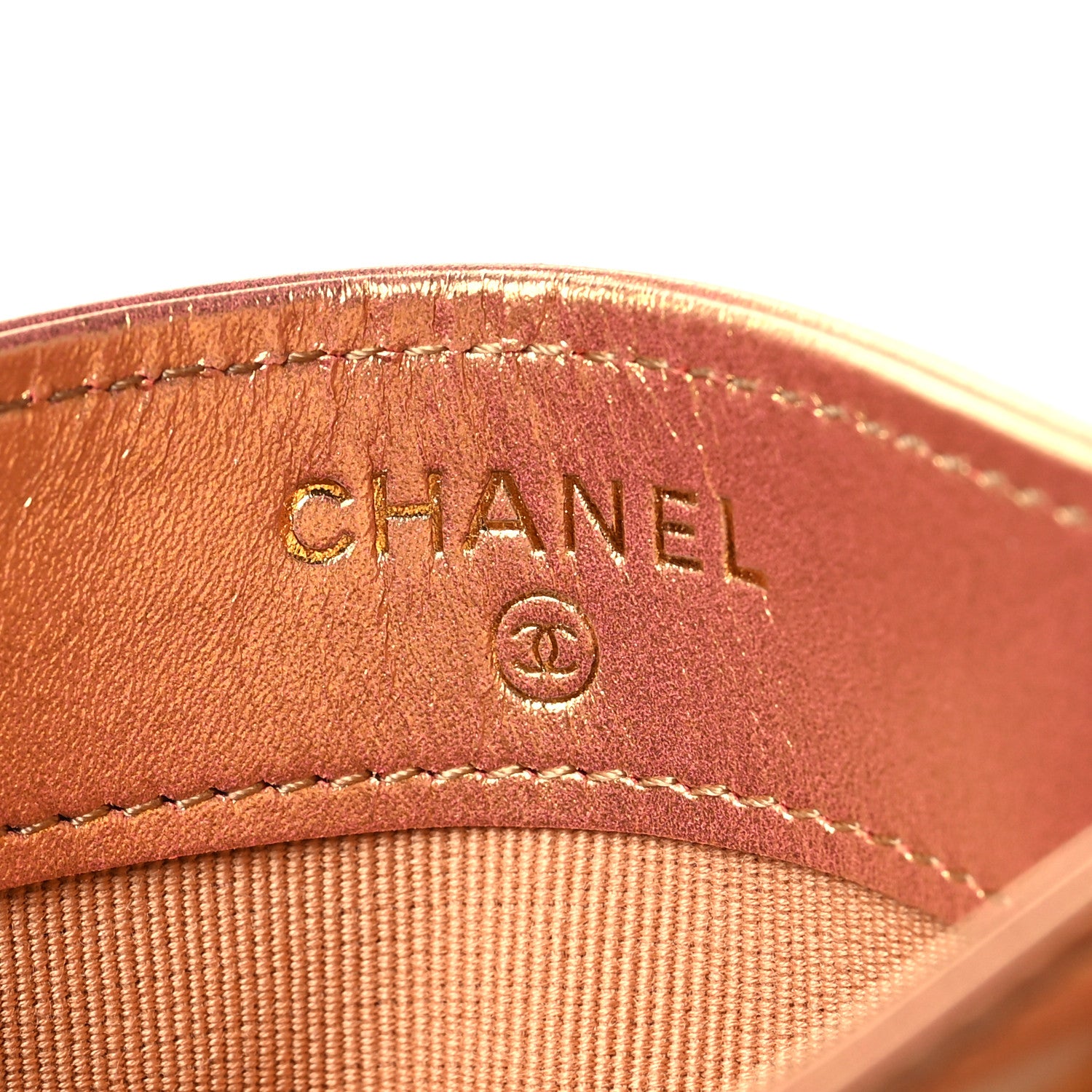 Chanel Metallic Lambskin Quilted CC Card Holder Golden 6 of 10